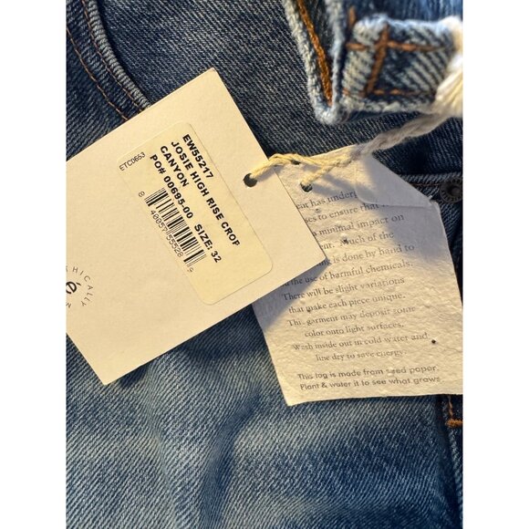 Etica Josie High Rise Cropped Jeans Size 32 Canyon NWT $126 Button Fly - Picture 5 of 13